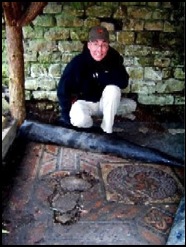 Larry and the Roman Floor. You will note that his feet are on the covering so the floor is not damaged.